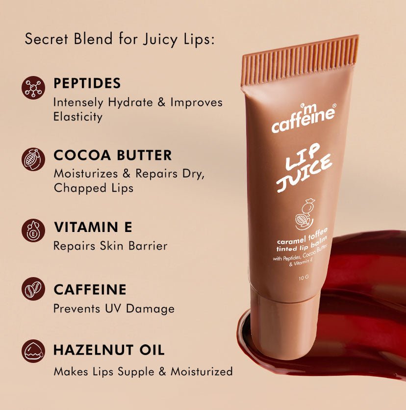 mCaffeine Lip Juice Tinted Lip Balm - Caramel Toffee -10g