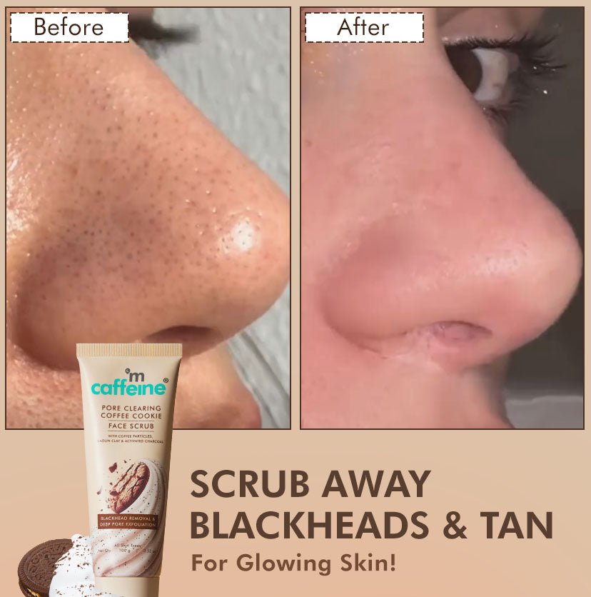 mCaffeine Pore Clear Coffee Cookie Face Scrub for Blackheads & Tan Removal - 100gm