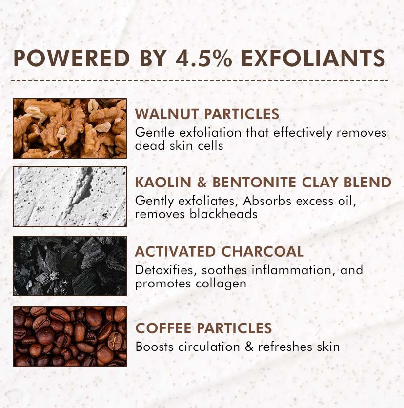 mCaffeine Pore Clear Coffee Cookie Face Scrub for Blackheads & Tan Removal - 100gm