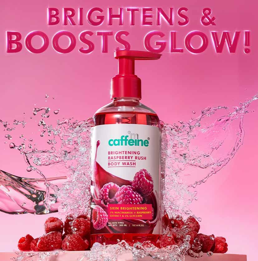 mCaffeine Brightening Body Wash | 5% Niacinamide & Raspberry Extracts (300ml)