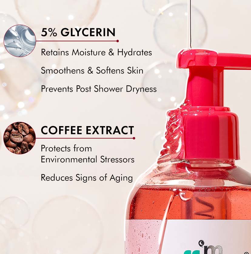 mCaffeine Brightening Body Wash | 5% Niacinamide & Raspberry Extracts (300ml)