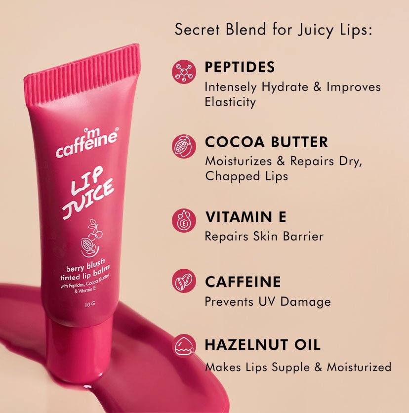 mCaffeine Lip Juice Tinted Balm - Berry Blush - 10g