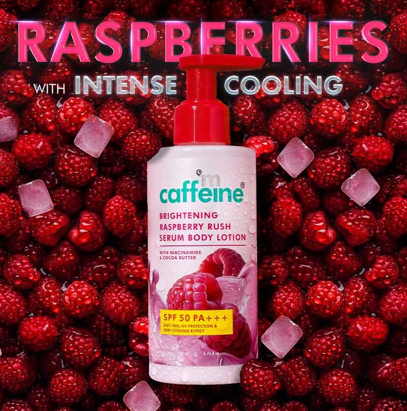 mCaffeine Brightening Raspberry SPF 50 PA+++ Body Sunscreen Lotion - 200 ml