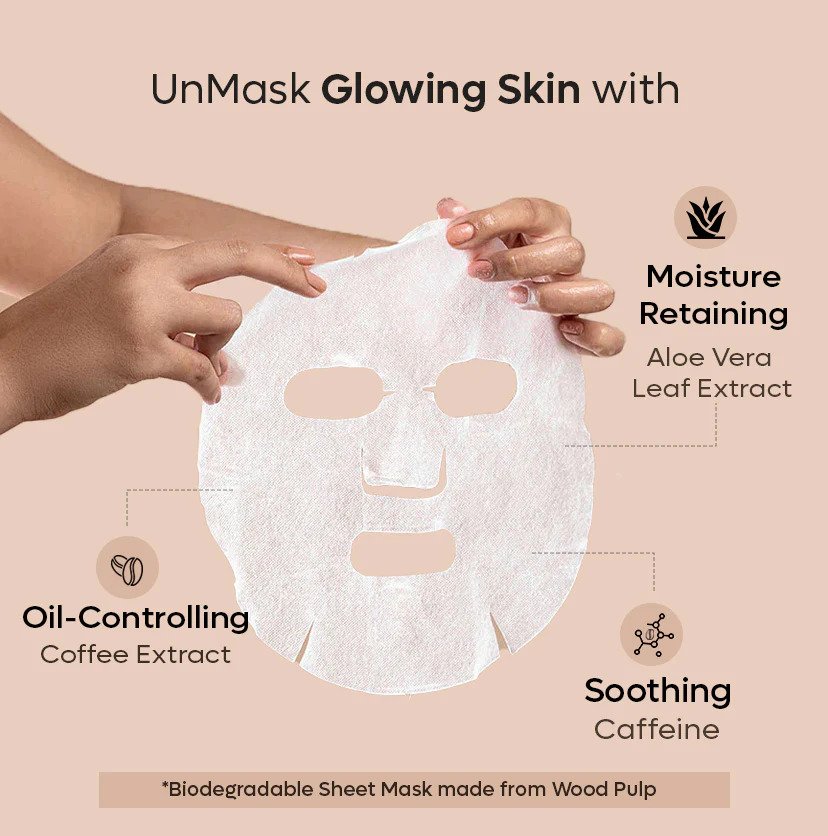 mCaffeine Hyaluronic Acid Coffee Sheet Mask for Hydration Burst - 20g